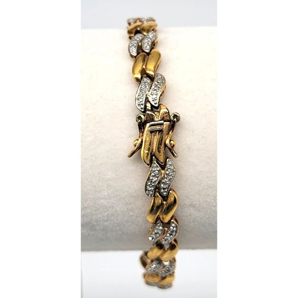 Gold Vermeil Over Sterling Silver Link Bracelet 7.5" Stamped 925 China Elegant - Picture 10 of 17